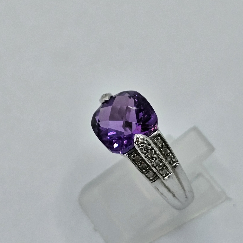 Retired Michelle Albala Amethyst & Diamond Ring in Sterling Silver Size 7! - Picture 10 of 15